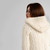 ML144-100 NATURAL WHITE Color Women's Hooded Aran Zipper Coat Back Side Hood View Shamrockgift.com