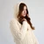 ML144-100 NATURAL WHITE Color Women's Hooded Aran Zipper Coat Closeup View Hood OnShamrockgift.com