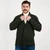 MM904 Men's Irish Aran Shawl Neck Cardigan Army Green Front ShamrockGift.com