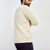 B689-367 Natural White Natural Traditional Men's Crew Neck Aran Sweater Front View ShamrockGift.com