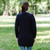 ML166 104 Navy Blue Ladies Long Open Front Drape Cardigan Back View ShamrockGift.com