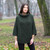 Saol Cable Cowl Neck Poncho ML132 Army Green Shamrockgift.com