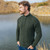 Saol Men's Zip Neck Fisherman Sweater MM204 Army Green Face Shamrockgift.com