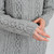 ML128 103 GREY Colour Irish Knit Hooded Coat Cable Stitch Pockets Closeup Front Pocket View SHamrockgift.com