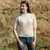 SAOL Ladies Ribbed Cable Sweater Natural White ML151 Front ShamrockGift.com