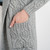 ML116-103 Merino Wool Aran Leaf Stitch Hooded Coat CloseShamrockgift.com