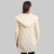 ML116-100 Merino Wool Aran Leaf Stitch Hooded Coat White Back View Shamrockgift.com
