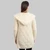 ML116-100 Merino Wool Aran Leaf Stitch Hooded Coat White Back View Shamrockgift.com