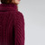 ML117 112 VELVET RED Classic Aran Cable Stitch Sweater with Full Funnel Neck Closeup Sleeve View Details ShamrockGift.com ML117 112 VELVET RED Classic Aran Cable Stitch Sweater with Full Funnel Neck Closeup Sleeve View Details ShamrockGift.com