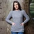 Saol Women's Cable Knit Crew Sweater Grey ML102 ShamrockGift.com