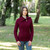 ML160-108 Wine Ladies Knit Funnel Neck Supersoft Wool Sweater Front ShamrockGift.com