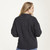 A570 070 CHARCOAL Colour Traditional Aran Lumber Cardigan Back Side Shamrockgift.com