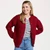 A570 014 RICH RED Colour Cozy Merino Wool Cardigan with Classic Aran Patterns Shamrockgift.com