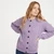 A570 016 LAVENDER PURPLE Colour Traditional Aran Lumber Cardigan Shamrockgift.com
