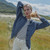 A570 206 DENIM BLUE Colour Cozy Merino Wool Cardigan with Classic Aran Patterns Shamrockgift.com