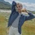 A570 206 DENIM BLUE Colour Cozy Merino Wool Cardigan with Classic Aran Patterns Shamrockgift.com