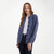 A570 206 DENIM BLUE Colour Traditional Aran Lumber Cardigan open front Shamrockgift.com
