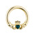 Claddagh Shaped Gold Plated Brooch with Green Crystal Heart and 3 Diamonds Crown Symbol ShamrockGift.com