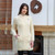 SAOL Beautiful Women's Irish Cardigan ML143 Natural White ShamrockGift Front View