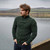 MM902-102 Army Green Men's Half Zip Troyer Sweater Front ShamrockGift.com