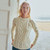 B951 367 NATURAL WHITE Color Ladies Irish Cabled Sweater Front view ShamrockGift.com