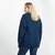A823-303 Atlantic Blue Ladies Crew Neck Aran Sweater Front Lifestyle ShamrockGift.com