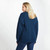 A823-303 Atlantic Blue Ladies Crew Neck Aran Sweater Front Lifestyle ShamrockGift.com