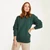 A823-403 Connemara Green Ladies Crew Neck Aran Sweater Front Lifestyle ShamrockGift.com