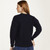 A823-161 Navy Blue Ladies Crew Neck Aran Sweater Back Lifestyle ShamrockGift.com