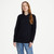 A823-Navy Ladies Crew Neck Aran Sweater ShamrockGift.com