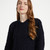 A823-Navy Ladies Crew Neck Aran Sweater ShamrockGift.com