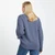 A823-206 Denim Blue Ladies Crew Neck Aran Sweater Back Lifestyle ShamrockGift.com