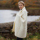 Aran Woollen Mills Classic Merino Honeycomb Irish Aran Throw Blanket Natural White B888 ShamrockGift.com