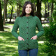 saol Ladies Traditional Aran Cardigan ML115 Green Shamrockgift