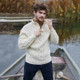 MM902-100 Natural White Men's Half Zip Troyer Sweater Front ShamrockGift.com