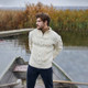 MM902-100 Natural White Men's Half Zip Troyer Sweater Front ShamrockGift.com