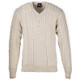 Aran Woollen Mills Men Merino V Neck Sweater Natural B736 Front ShamrockGift.com