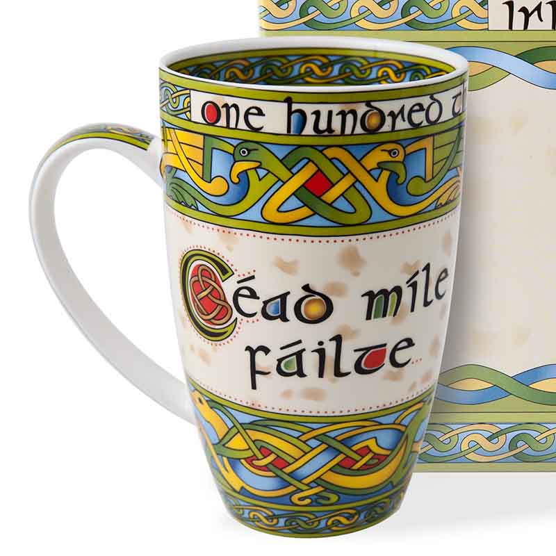 Irish Weave Cead Mile Failte Mug |14 oz. Bone China Mugs | Free US ...