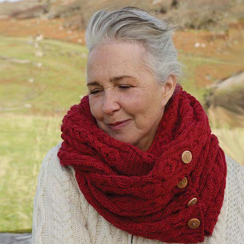 Aran Snood Scarf with Buttons