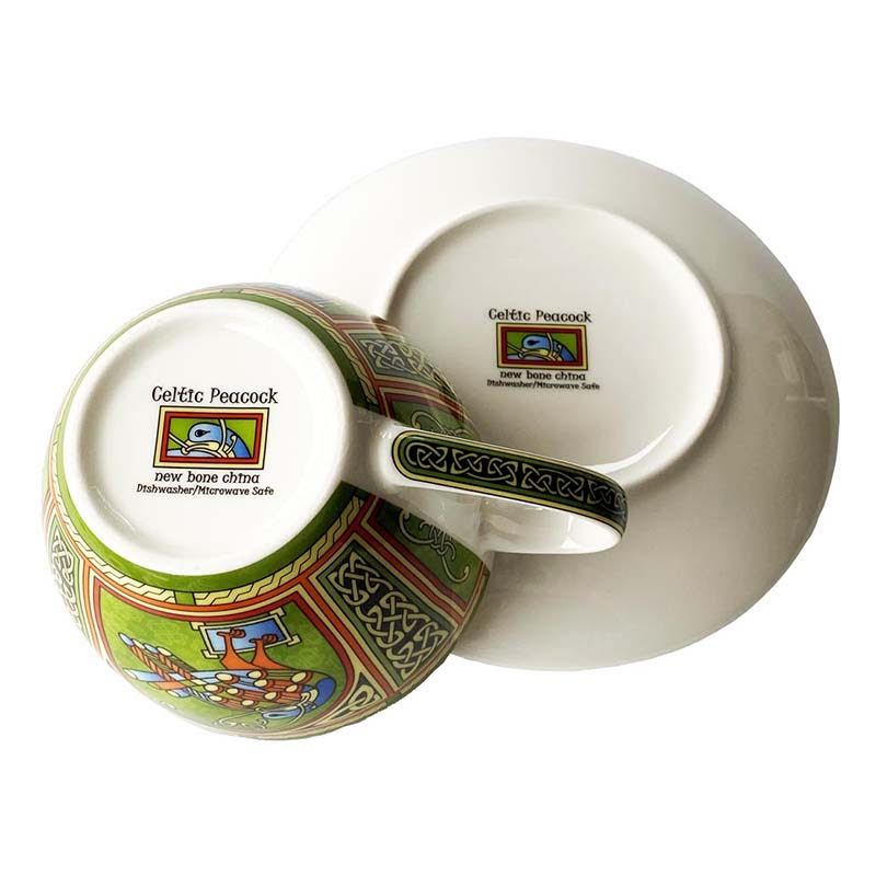 Celtic Peacock Cup and Saucer | Irish Weave Cup Collection | Royal