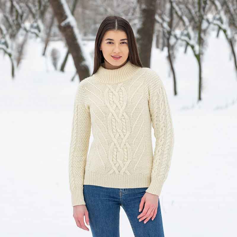 Ladies Turtle Neck Cable Sweater