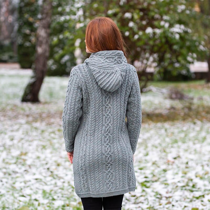 Aran Sweater Hooded Sweater Jackets Hooded Merino Aran Jacket Aran