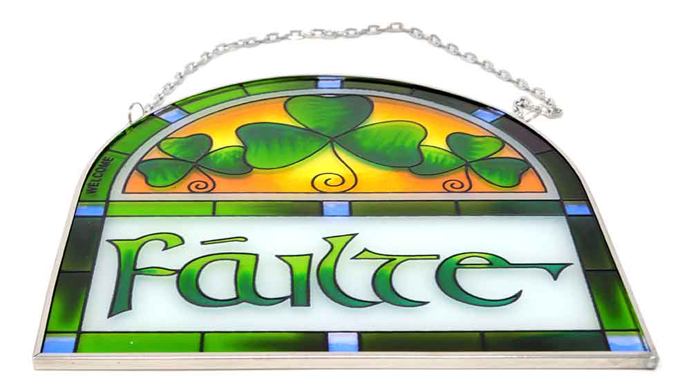 Ornate Failte Stained Glass Panel with Green Shamrock Design Free US  Shipping Royal Tara