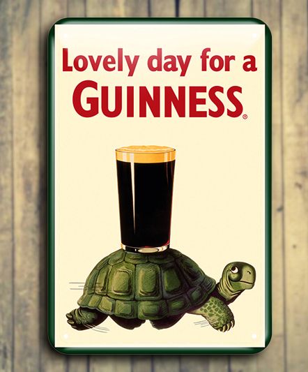 Beer Pint Glass - Guinness Draught - Lovely day For A Guinness - Turtle