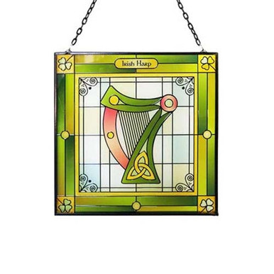 Irish Harp Stained Glass Panel