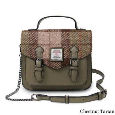 【希少】familiar × Harris Tweed ファミリアショー Harris Tweed Mini Calton Satchel | Free US Shipping | Tweed & Leather