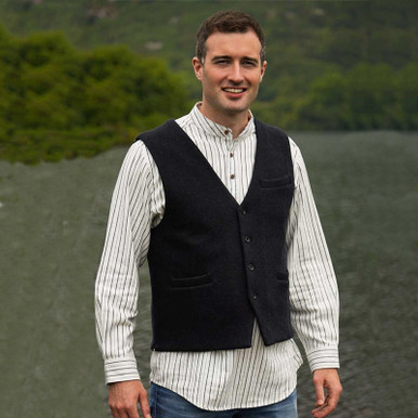 Black Inch Wool Tweed Vest | ShamrockGift.com