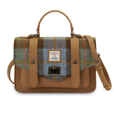 Harris Tweed Genuine Leather Mini Satchel | Fast Shipping from the US