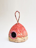 Hanging colorful, fabric birdhouse