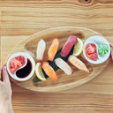 Set Of 3 Bamboo 3 Section Platter 14" inch X 8" inch | For Appetizers / Barbecue / Burger Sliders